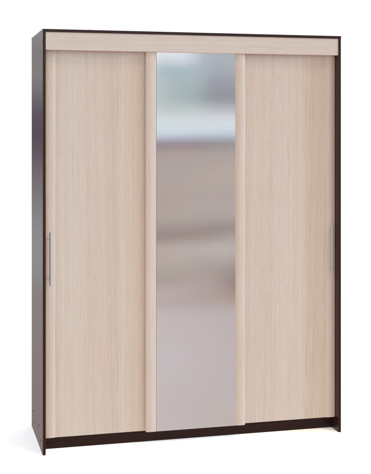 Шкаф-купе Контур ШР-186.32 с зеркалом, цвет дуб венге/белёный дуб, ШхГхВ 180х60х240 см.