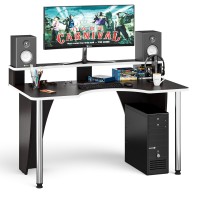 Стол компьютерный с надстройкой С-МД-СК2Н-1360-750, цвет венге/кромка белая, ШхГхВ 136х75х91(75) см., опора хром D50 мм., столешница 22 мм.