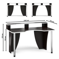 Стол компьютерный с надстройкой С-МД-СК2Н-1360-750, цвет венге/кромка белая, ШхГхВ 136х75х91(75) см., опора хром D50 мм., столешница 22 мм.