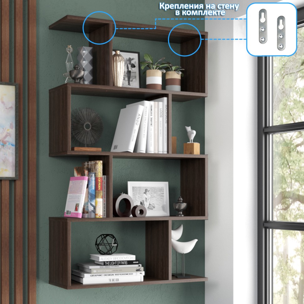 СНЯТО Полка навесная PN-10, цвет венге, ШхГхВ 75х25х125 см., универсальная сборка 253PN10V