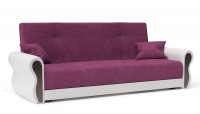 Диван прямой Делюкс фиолетовый велюр+белая экокожа