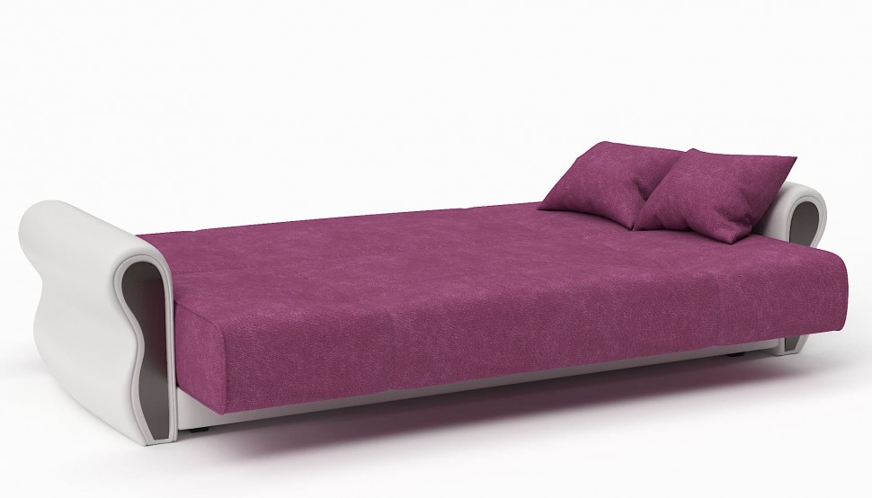 Диван прямой Делюкс фиолетовый велюр+белая экокожа