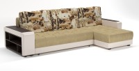 Диван угловой Милан еврокнижка бежевый велюр+город+бежевая экокожа