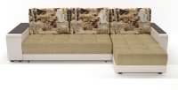 Диван угловой Милан еврокнижка бежевый велюр+город+бежевая экокожа