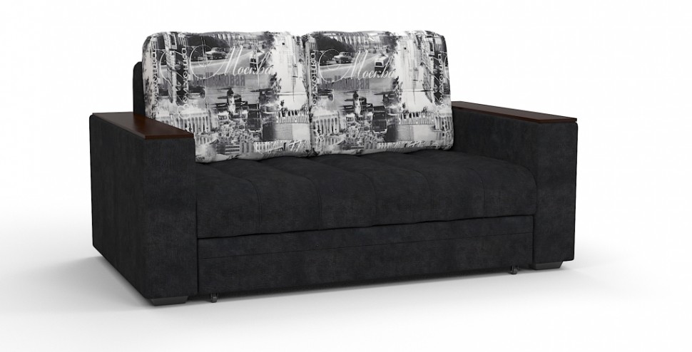 Диван выкатной Атлантик Люкс Мини велюр черный + город