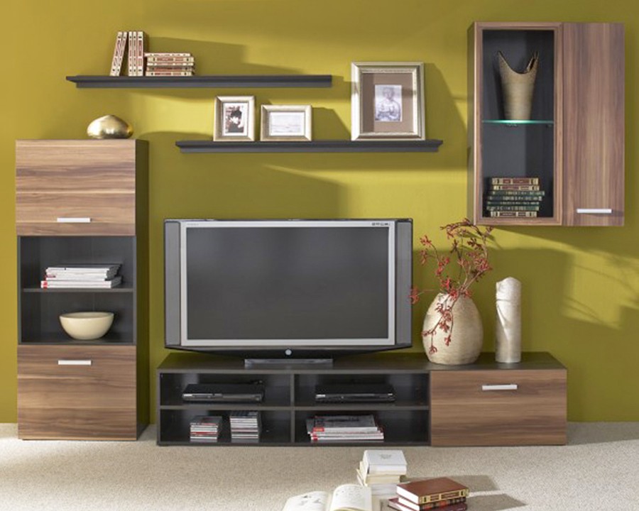 Гостиная Фарго Орех 0729 / Черный 0190