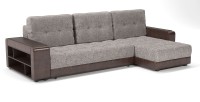Диван угловой Милан еврокнижка серая рогожка+коричневая экокожа