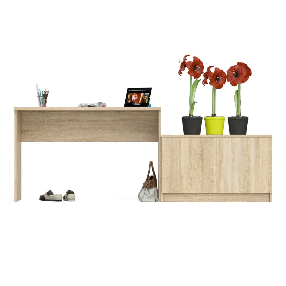 Мори Стол письменный МСП1200.1 + Тумба МА900.1, цвет дуб сонома, ШхГхВ 210,8х50,4х76,6 см., универсальная сборка
