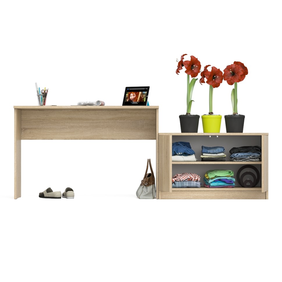 Мори Стол письменный МСП1200.1 + Тумба МА900.1, цвет дуб сонома, ШхГхВ 210,8х50,4х76,6 см., универсальная сборка
