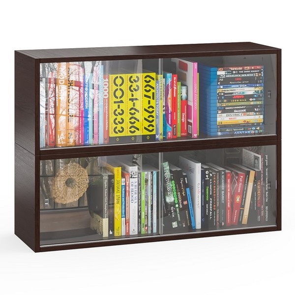 Две полки книжных С-МД-КН01, цвет венге, ШхГхВ размер каждой полки в отдельности: 83х25х30 см., стеклянные дверцы