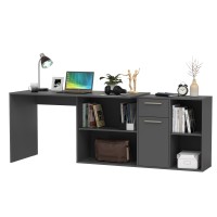 Лайт Стол письменный 03.245.01, цвет тёмно-серый, ШхГхВ 136,2х139,2х75,2 см.(угловой) или 203,7х60х75,2 см.(прямой), универсальная сборка