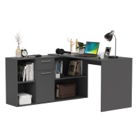 Лайт Стол письменный 03.245.01, цвет тёмно-серый, ШхГхВ 136,2х139,2х75,2 см.(угловой) или 203,7х60х75,2 см.(прямой), универсальная сборка