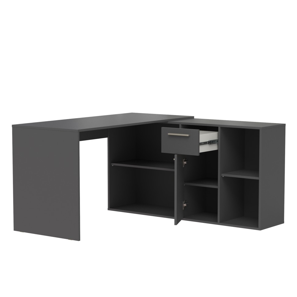Лайт Стол письменный 03.245.01, цвет тёмно-серый, ШхГхВ 136,2х139,2х75,2 см.(угловой) или 203,7х60х75,2 см.(прямой), универсальная сборка
