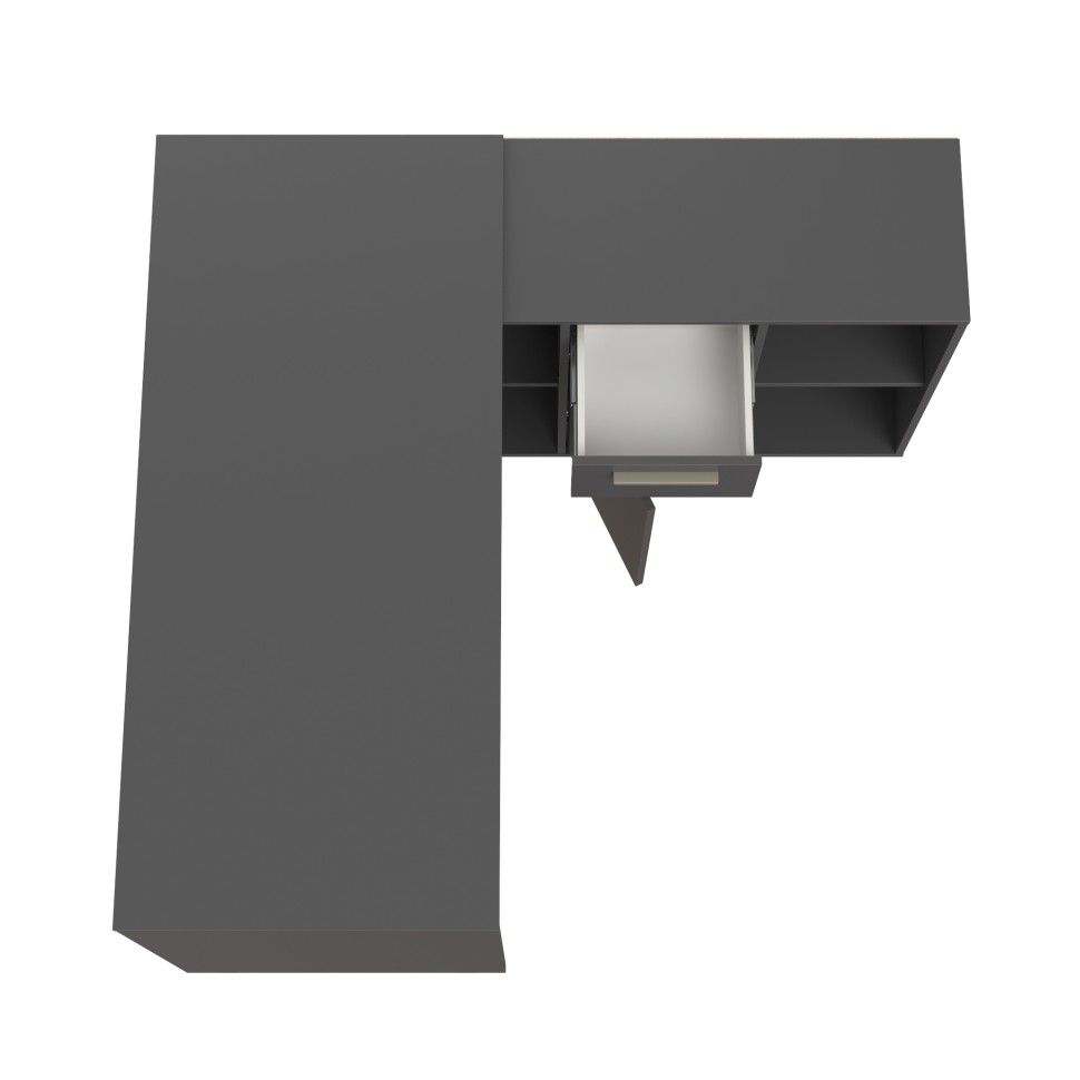 Лайт Стол письменный 03.245.01, цвет тёмно-серый, ШхГхВ 136,2х139,2х75,2 см.(угловой) или 203,7х60х75,2 см.(прямой), универсальная сборка