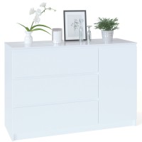 Комод Т-3Р, цвет белый, ШхГхВ 120х44,6х80,4 см., Комод с 3-мя ящиками и дверью