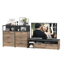 Трувор 13.70 Тумба под ТВ + 13.307.02 Комод + 13.307.02 Комод, цвет дуб гранж песочный/интра, ШхГхВ 281,8х45,4х106,9 см., универсальная сборка