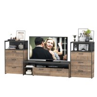 Трувор 13.70 Тумба под ТВ + 13.307.02 Комод + 13.307.02 Комод, цвет дуб гранж песочный/интра, ШхГхВ 281,8х45,4х106,9 см., универсальная сборка