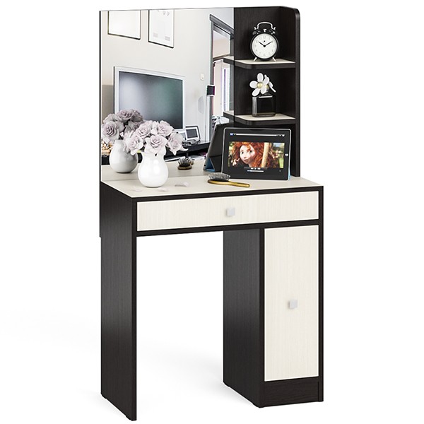 СНЯТО Туалетный столик № 3 с зеркалом, цвет венге/дуб, ШхГхВ 70х37,7х135 см. (есть ящик и выдвижная секция), НЕ универсальная сборка