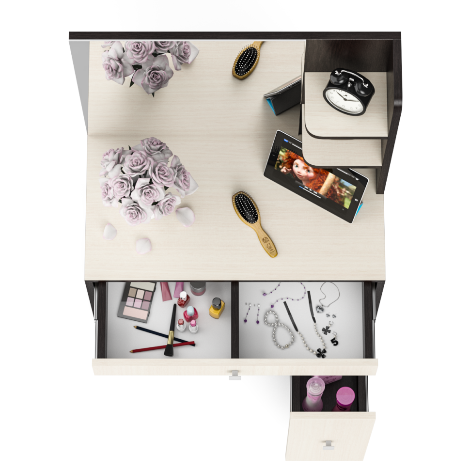 СНЯТО Туалетный столик № 3 с зеркалом, цвет венге/дуб, ШхГхВ 70х37,7х135 см. (есть ящик и выдвижная секция), НЕ универсальная сборка