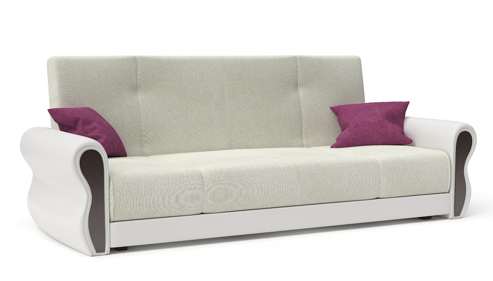 Диван прямой Делюкс белый велюр+белая экокожа