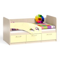 ЭКСПОЗИЦИЯ Кровать детская Топ-Топ 1,6Л ЛЕВАЯ, цвет дуб атланта/ваниль глянец, ШхГхВ 163,5х85х80 см., в РАЗОБРАННОМ ВИДЕ