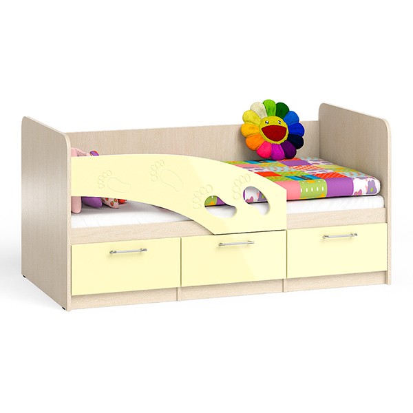 ЭКСПОЗИЦИЯ Кровать детская Топ-Топ 1,6Л ЛЕВАЯ, цвет дуб атланта/ваниль глянец, ШхГхВ 163,5х85х80 см., в РАЗОБРАННОМ ВИДЕ