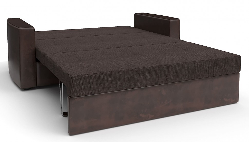 Диван прямой Майами (Дубай) коричневая рогожка+коричневая экокожа