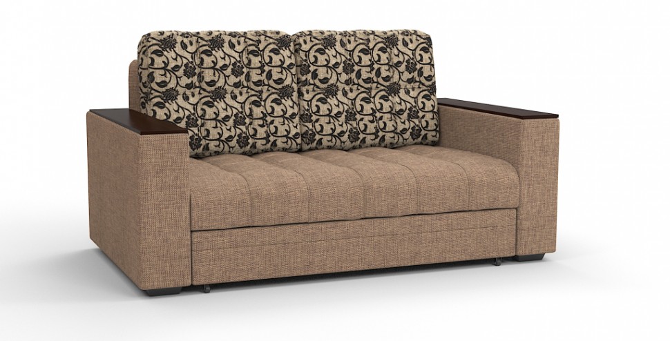 Диван выкатной Атлантик Люкс Мини рогожка коричневый + цветы