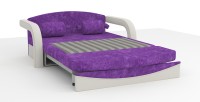 Диван выкатной Димочка велюр фиолетовый + экокожа белый