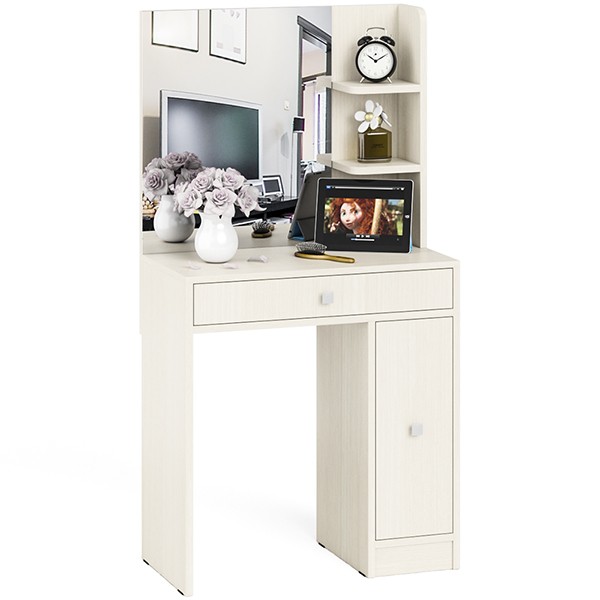 СНЯТО Туалетный столик № 3 с зеркалом, цвет дуб, ШхГхВ 70х37,7х135 см. (есть ящик и выдвижная секция), НЕ универсальная сборка (КР12)