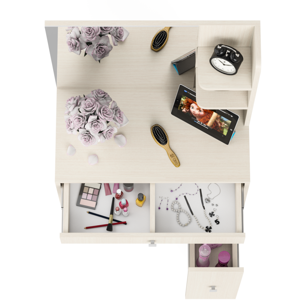 СНЯТО Туалетный столик № 3 с зеркалом, цвет дуб, ШхГхВ 70х37,7х135 см. (есть ящик и выдвижная секция), НЕ универсальная сборка (КР12)