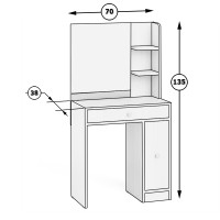СНЯТО Туалетный столик № 3 с зеркалом, цвет дуб, ШхГхВ 70х37,7х135 см. (есть ящик и выдвижная секция), НЕ универсальная сборка (КР12)