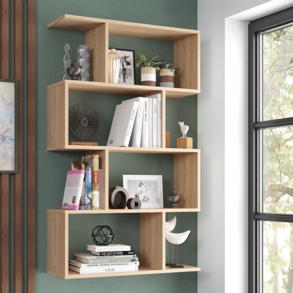 СНЯТО Полка навесная PN-10, цвет дуб сонома, ШхГхВ 75х25х125 см., универсальная сборка 252PN10S