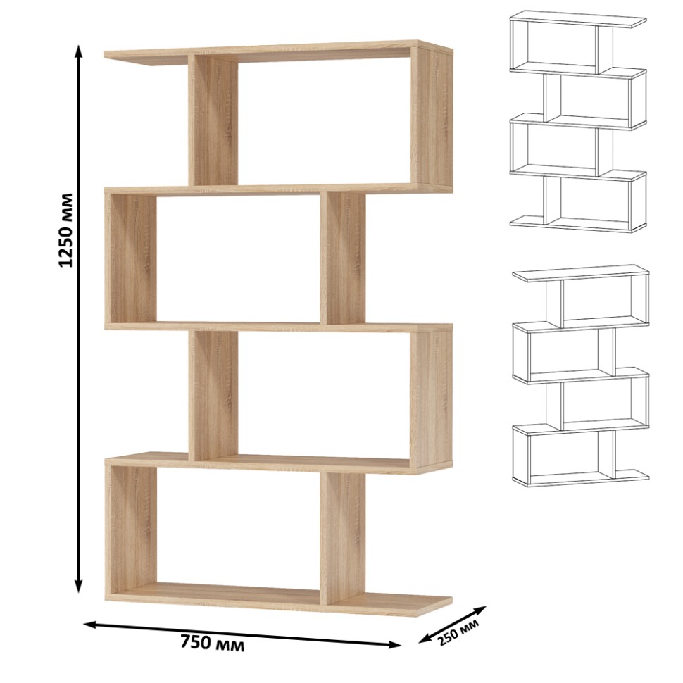 СНЯТО Полка навесная PN-10, цвет дуб сонома, ШхГхВ 75х25х125 см., универсальная сборка 252PN10S