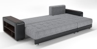Диван угловой Милан еврокнижка серая рогожка+черная экокожа