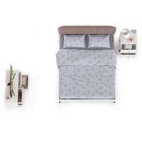 КР100 Валенсия Спальня № 14, цвет ЛДСП белый шагрень/чёрный/МДФ белый шагрень/ткань велутто 19, ортопед есть, сп. м. 1600х2000 мм., б/м