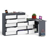 Мори Стол компьютерный МС-16 левый + Комод МК1200.10, цвет графит/белый, ШхГхВ 244,8х84,9х115 см., выдвижные ящики слева, НЕ универсальная сборка