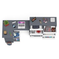 Мори Стол компьютерный МС-16 левый + Комод МК1200.10, цвет графит/белый, ШхГхВ 244,8х84,9х115 см., выдвижные ящики слева, НЕ универсальная сборка