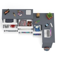 Мори Стол компьютерный МС-16 левый + Комод МК1200.10, цвет графит/белый, ШхГхВ 244,8х84,9х115 см., выдвижные ящики слева, НЕ универсальная сборка