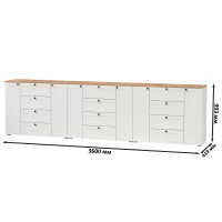 Остин 16.221 Комод + 16.221 Комод + 16.221 Комод, цвет белый шагрень/дуб крафт золотой, ШхГхВ 360х41,9х99,3 см.