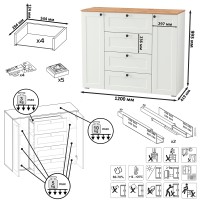 Остин 16.221 Комод + 16.221 Комод + 16.221 Комод, цвет белый шагрень/дуб крафт золотой, ШхГхВ 360х41,9х99,3 см.