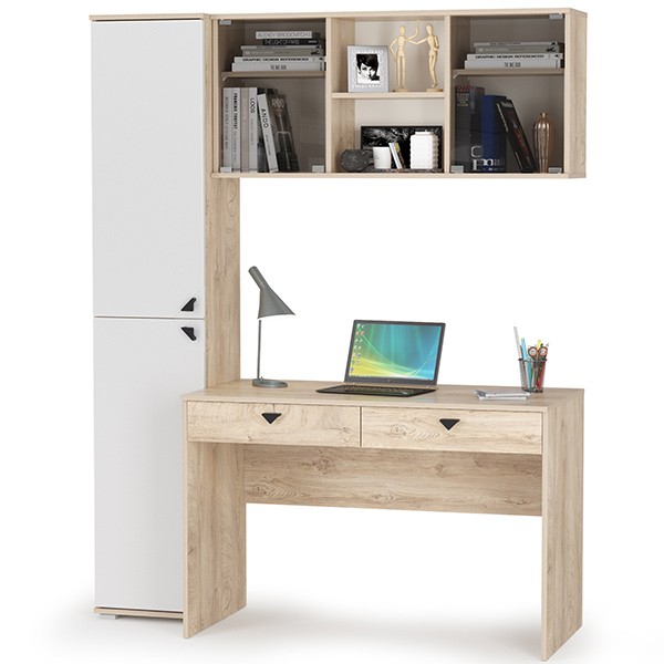 КР100 Бостон № 24, цвет дуб эндгрейн элегантный/фасады МДФ милк рикамо софт, 13.154+12.69+10.51, ШхГхВ 153,8х57,2х194,4 см., универсальная сборка