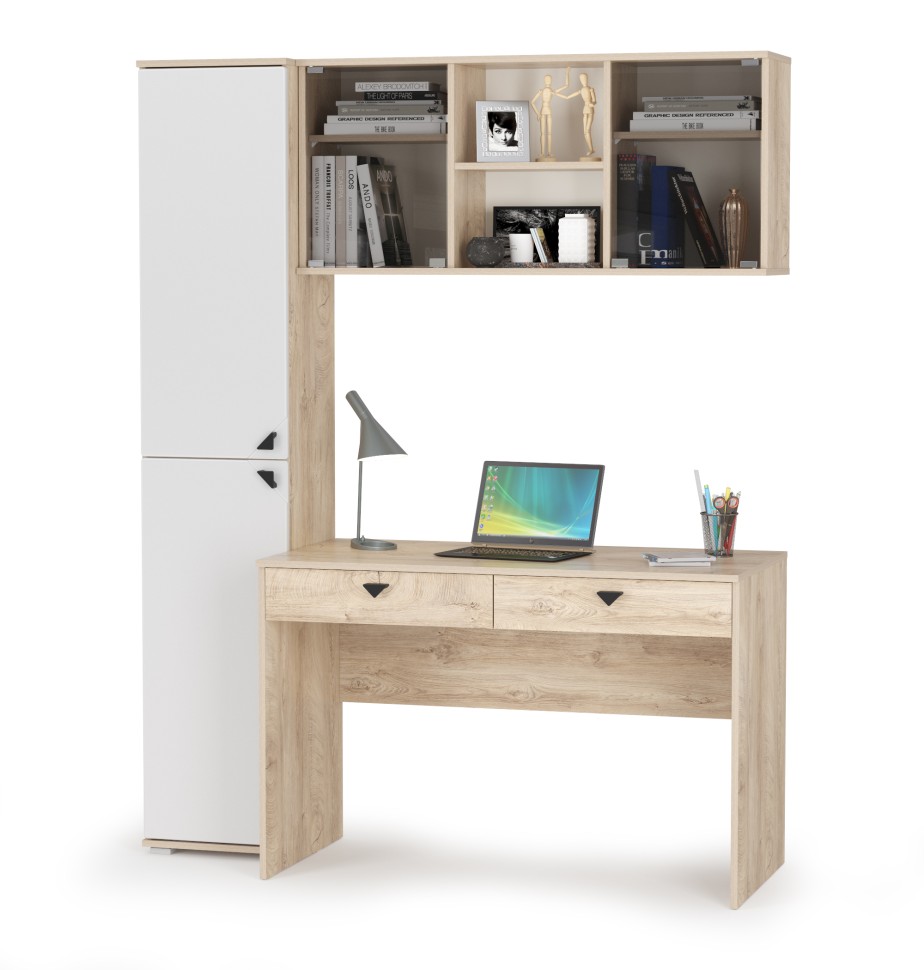 КР100 Бостон № 24, цвет дуб эндгрейн элегантный/фасады МДФ милк рикамо софт, 13.154+12.69+10.51, ШхГхВ 153,8х57,2х194,4 см., универсальная сборка