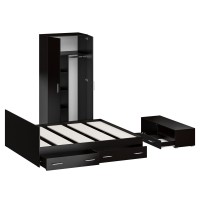 Спальня Стандарт 3-1800Я, цвет венге/фасады ТВ тумбы МДФ чёрный глянец, сп.м. 1800х2000 мм., без матраса, основание есть