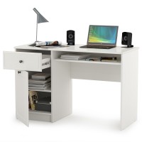 КР100 Роуз 12.148 Стол письменный, цвет ЛДСП белый(тиснение Поры дерева)/МДФ ясень ваниль, ШхГхВ 119х51,7х76,3 см., универсальная сборка