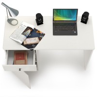 КР100 Роуз 12.148 Стол письменный, цвет ЛДСП белый(тиснение Поры дерева)/МДФ ясень ваниль, ШхГхВ 119х51,7х76,3 см., универсальная сборка