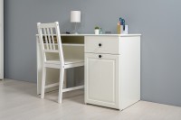 КР100 Роуз 12.148 Стол письменный, цвет ЛДСП белый(тиснение Поры дерева)/МДФ ясень ваниль, ШхГхВ 119х51,7х76,3 см., универсальная сборка