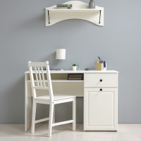 КР100 Роуз 12.148 Стол письменный, цвет ЛДСП белый(тиснение Поры дерева)/МДФ ясень ваниль, ШхГхВ 119х51,7х76,3 см., универсальная сборка