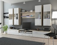 Гостиная Дрим МДФ Белый DM635-6 / Дуб Сонома 3025