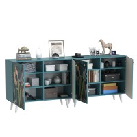 СНЯТО Либера Комод-тумба 16.230.01 + Либера Комод-тумба 16.230.01, цвет бензин/белый, ШхГхВ 230,6х42,6х92,3 см., фасады с рисунком Тропический лес